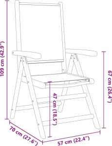 vidaXL Krzesła ogrodowe, 2 szt., kremowe, drewno akacjowe i tkanina 11