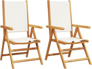 vidaXL Krzesła ogrodowe, 2 szt., kremowe, drewno akacjowe i tkanina 2