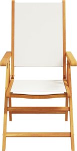 vidaXL Krzesła ogrodowe, 2 szt., kremowe, drewno akacjowe i tkanina 5