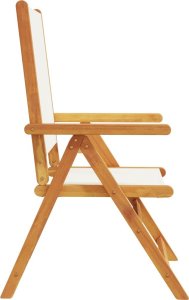 vidaXL Krzesła ogrodowe, 2 szt., kremowe, drewno akacjowe i tkanina 6