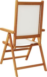 vidaXL Krzesła ogrodowe, 2 szt., kremowe, drewno akacjowe i tkanina 7