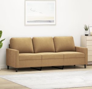 vidaXL VidaXL Sofa 3-osobowa, brązowa, 180 cm, tapicerowana aksamitem 1