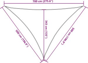 vidaXL Żagiel przeciwsłoneczny, biały, 7x5x5 m, 100% poliester 10