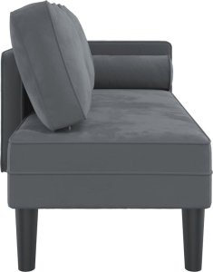 vidaXL Szezlong z poduszkami, ciemnoszary, tapicerowany aksamitem 4