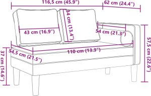 vidaXL Szezlong z poduszkami, ciemnoszary, tapicerowany aksamitem 8