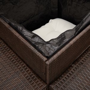 vidaXL Narożnik ogrodowy z poduszkami i stolikiem, rattan PE, brązowy 9