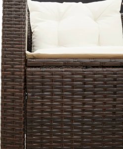 vidaXL Narożnik ogrodowy z poduszkami i stolikiem, rattan PE, brązowy 10
