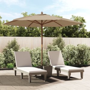 vidaXL vidaXL Parasol ogrodowy na drewnianym słupku, kolor taupe, 299x240 cm 1