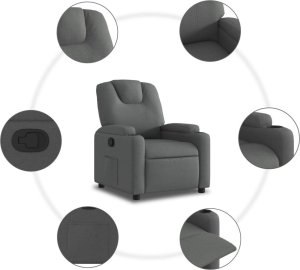 vidaXL vidaXL Fotel rozkładany, ciemnoszary, tapicerowany tkaniną 7