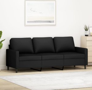 vidaXL Sofa 3-osobowa, czarny, 180 cm, tapicerowana aksamitem 1