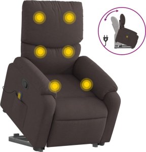 vidaXL vidaXL Podnoszony fotel masujący, rozkładany, ciemnobrązowy, tkanina 2