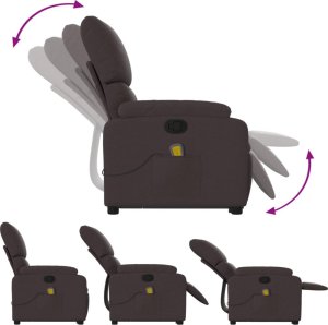 vidaXL vidaXL Podnoszony fotel masujący, rozkładany, ciemnobrązowy, tkanina 6