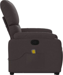 vidaXL vidaXL Podnoszony fotel masujący, rozkładany, ciemnobrązowy, tkanina 9