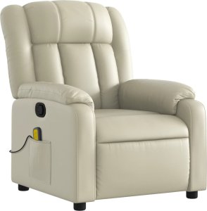 vidaXL Rozkładany fotel masujący, kremowe, sztuczna skóra 3