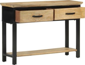 vidaXL Stolik konsolowy, 110x30x75 cm, surowe drewno mango 2