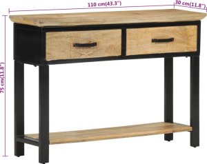vidaXL Stolik konsolowy, 110x30x75 cm, surowe drewno mango 9