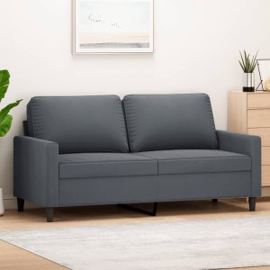 vidaXL Sofa 2-osobowa, ciemnoszary, 140 cm, tapicerowana aksamitem 1