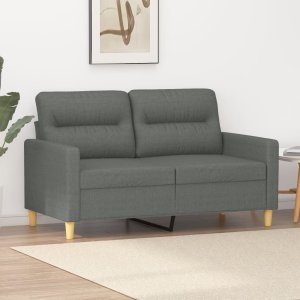 vidaXL Sofa 2-osobowa, ciemnoszara, 120 cm, tapicerowana tkaniną 1