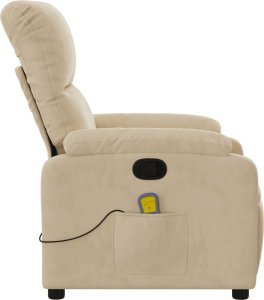 vidaXL Rozkładany fotel masujący, kremowy, obity mikrofibrą 8