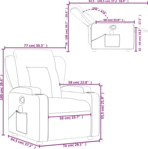 vidaXL Rozkładany fotel masujący, winna czerwień, obity tkaniną 12