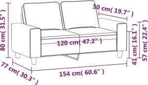vidaXL Sofa 2-osobowa, ciemnoszara, 120 cm, tapicerowana tkaniną 8
