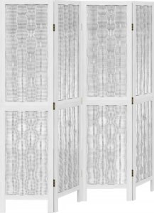 vidaXL vidaXL Parawan pokojowy, 4-panelowy, biały, lite drewno paulowni 2