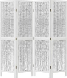 vidaXL vidaXL Parawan pokojowy, 4-panelowy, biały, lite drewno paulowni 4