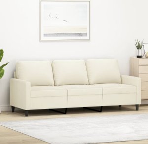 vidaXL Sofa 3-osobowa, kremowy, 180 cm, tapicerowana aksamitem 1