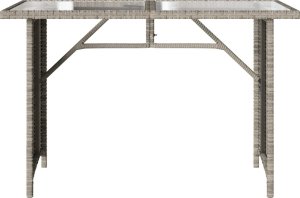 vidaXL Stół ogrodowy ze szklanym blatem, jasnoszary, 110x68x70 cm 4