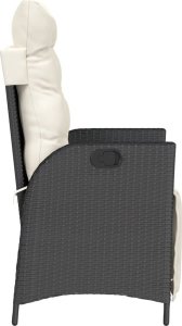 vidaXL Rozkładany fotel ogrodowy z podnóżkiem, czarny polirattan 5