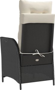 vidaXL Rozkładany fotel ogrodowy z podnóżkiem, czarny polirattan 6