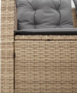 vidaXL Narożnik ogrodowy z poduszkami i stolikiem, rattan PE, beżowy 10