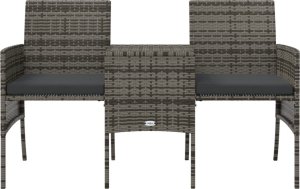 vidaXL 2-os. sofa ogrodowa ze stolikiem i stołkami, szara, polirattan 4