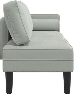 vidaXL Szezlong z poduszkami, jasnoszary, tapicerowany aksamitem 4