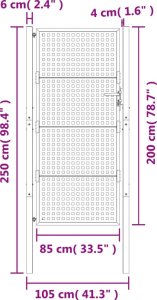 vidaXL vidaXL Furtka ogrodowa, antracytowa, 105x250 cm, stal 6