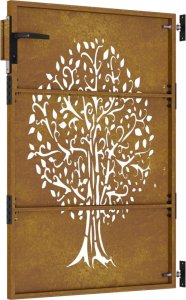 vidaXL vidaXL Furtka ogrodowa, 85x150 cm, stal kortenowska, motyw drzewa 6