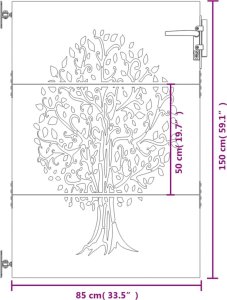 vidaXL vidaXL Furtka ogrodowa, 85x150 cm, stal kortenowska, motyw drzewa 10