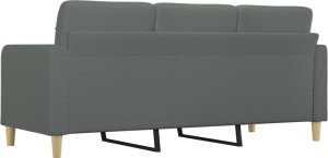 vidaXL Sofa 3-osobowa, ciemnoszara, 180 cm, tapicerowana tkaniną 5