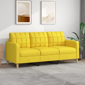 vidaXL Sofa 3-osobowa, jasnożółta, 180 cm, tapicerowana tkaniną 1