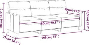 vidaXL Sofa 3-osobowa, brązowa, 180 cm, tapicerowana tkaniną 8