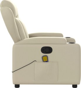vidaXL vidaXL Rozkładany fotel masujący, kremowe, sztuczna skóra 5