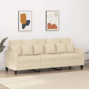 vidaXL vidaXL 3-osobowa sofa, kremowa, 180 cm, tapicerowana tkaniną 1