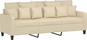 vidaXL vidaXL 3-osobowa sofa, kremowa, 180 cm, tapicerowana tkaniną 2