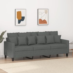 vidaXL Sofa 3-osobowa, ciemnoszara, 180 cm, tapicerowana tkaniną 1