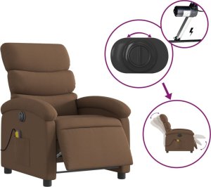 vidaXL vidaXL Rozkładany fotel masujący, elektryczny, brązowy, tkanina 6