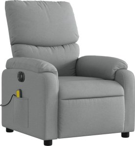 vidaXL vidaXL Rozkładany fotel masujący, elektryczny, jasnoszary, tkanina 4