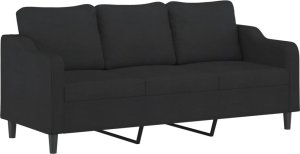 vidaXL Sofa 3-osobowa, czarna, 180 cm, tapicerowana tkaniną 2