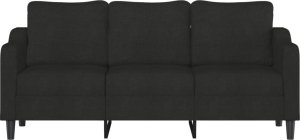 vidaXL Sofa 3-osobowa, czarna, 180 cm, tapicerowana tkaniną 3