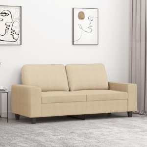 vidaXL vidaXL 2-osobowa sofa, kremowa, 140 cm, tapicerowana tkaniną 1