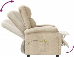 vidaXL vidaXL Fotel masujący, kremowy, obity tkaniną 6